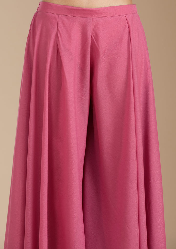 Pink Zariwork (Gold) Georgette Readymade Salwar Suit