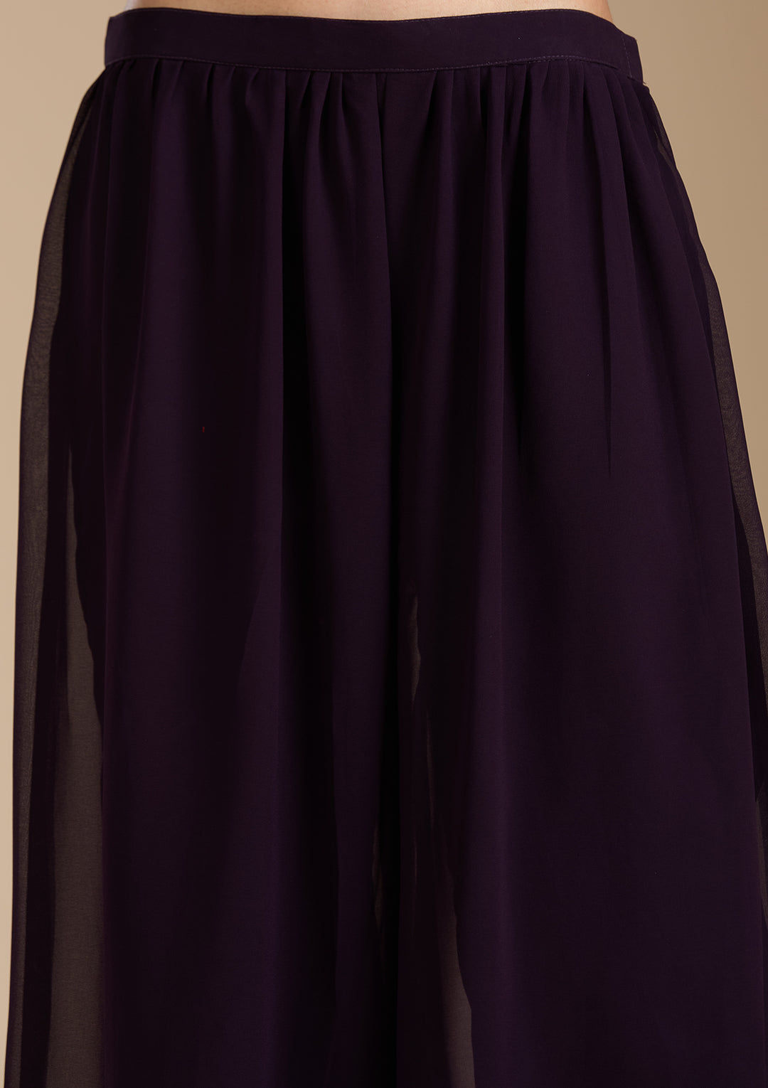 Purple Zariwork (Gold) Georgette Readymade Salwar Suit