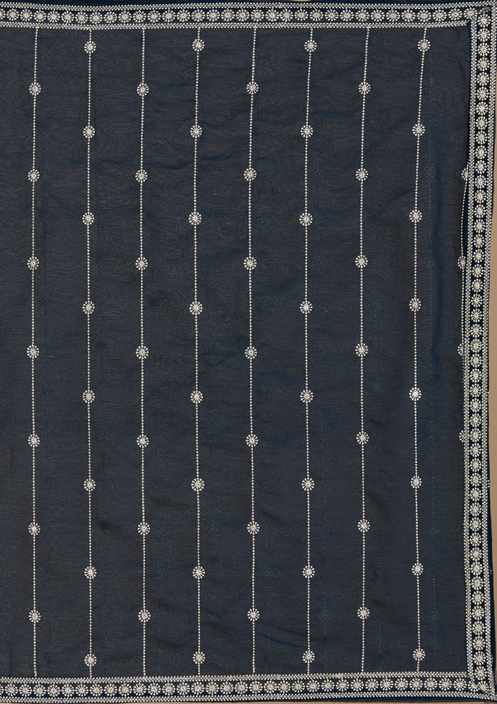 Teal Green Zariwork (Gold) Georgette Readymade Salwar Suit