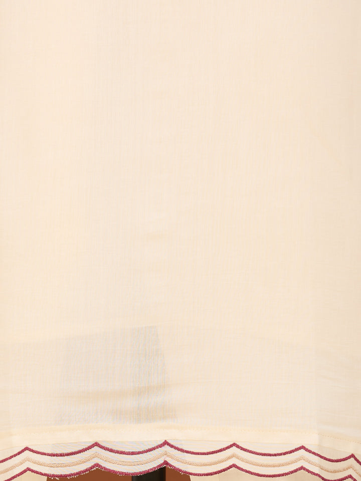 Cream Threadwork Chanderi Readymade Salwar Suit