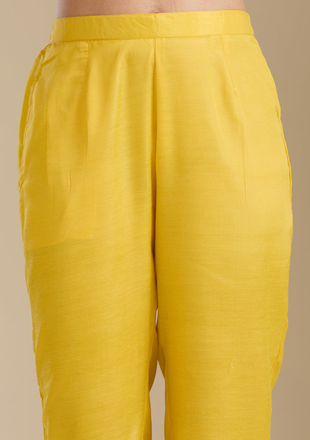 Mustard Yellow Organza Gold Zardozi Straight Kurta With Pant Regular And Dupatta