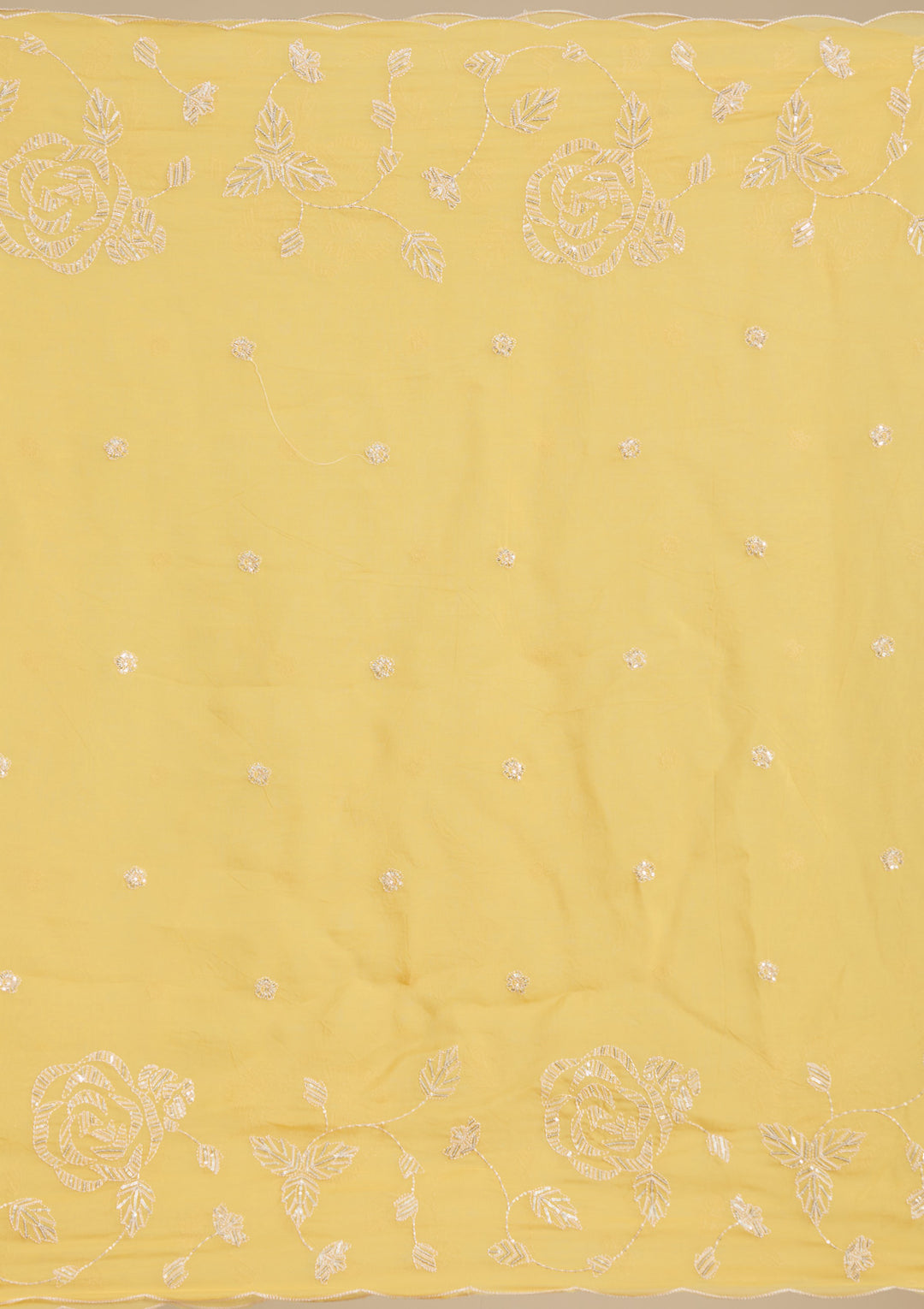Mustard Yellow Organza Gold Zardozi Straight Kurta With Pant Regular And Dupatta