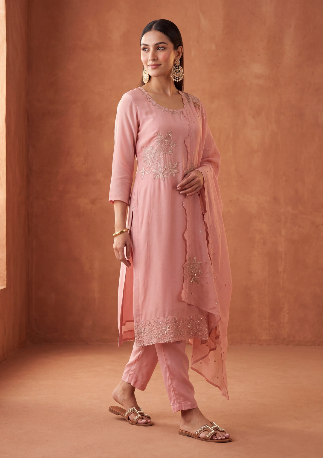 Light Lavender Mirrorwork Tissue Readymade Salwar Suit