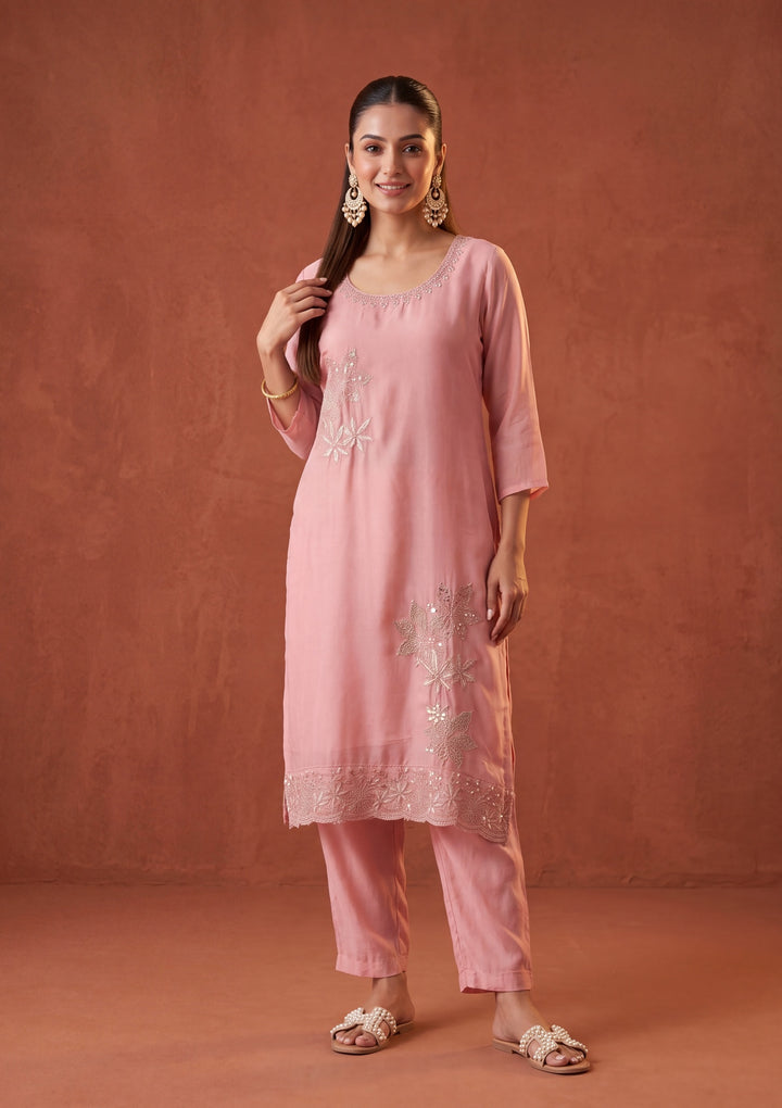 Light Lavender Mirrorwork Tissue Readymade Salwar Suit