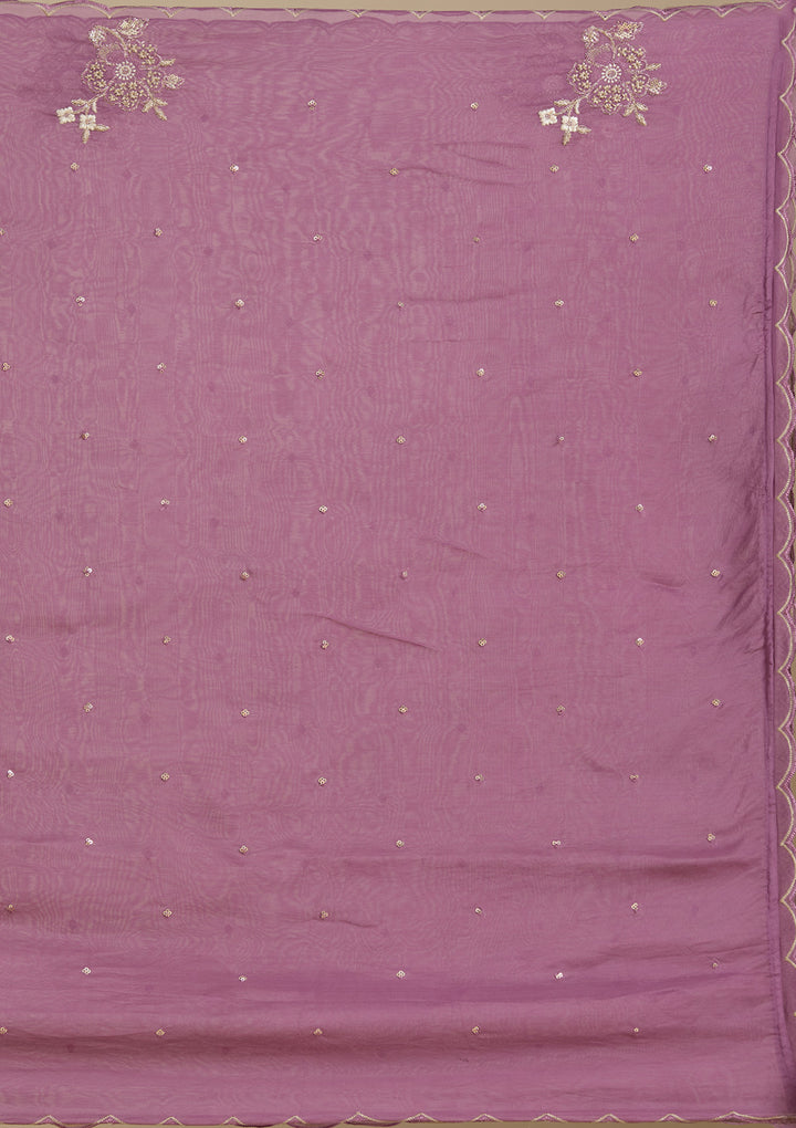 Purple Organza Silver Zariwork Straight Kurta With Pant Regular And Dupatta