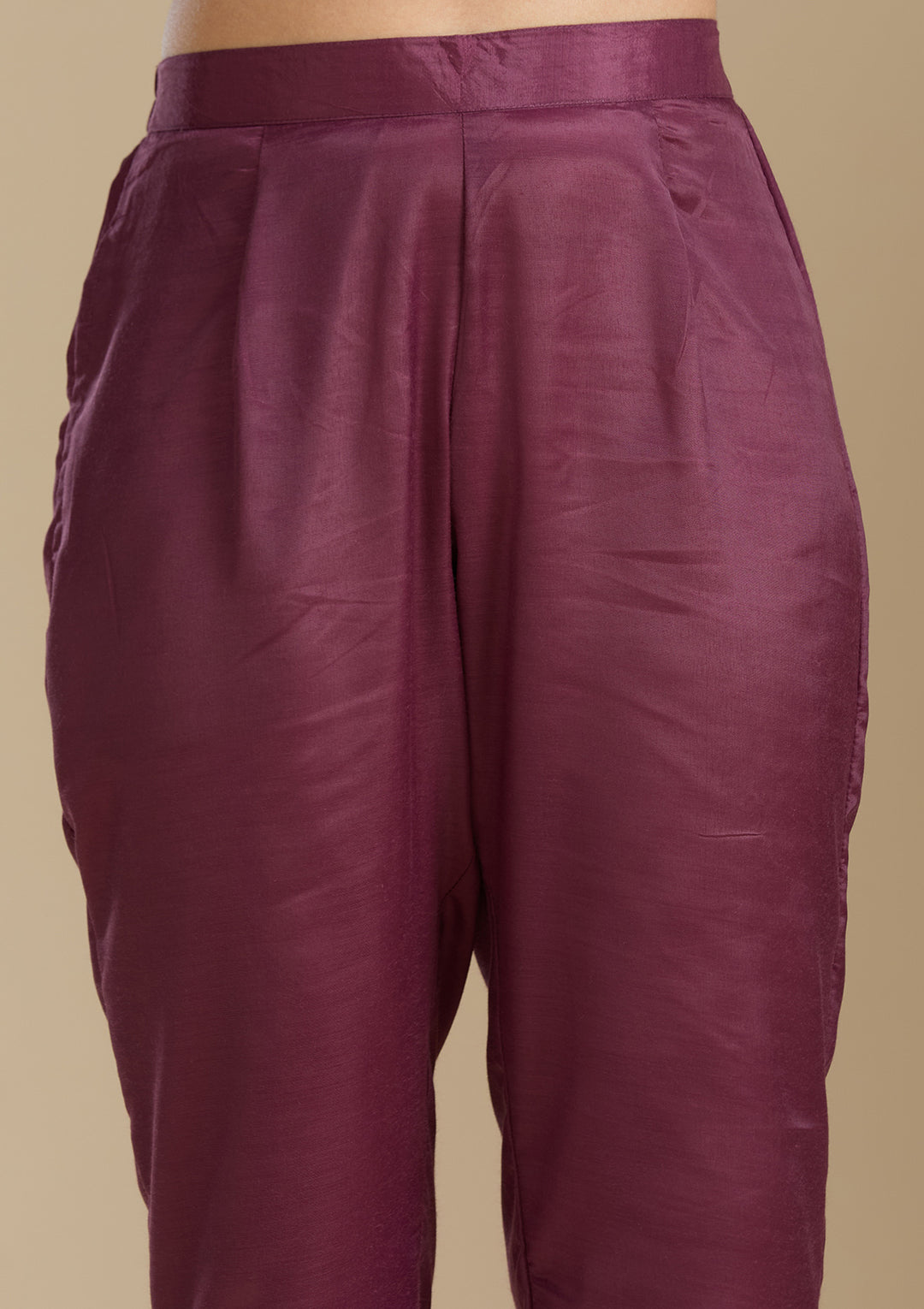 Purple Organza Silver Zariwork Straight Kurta With Pant Regular And Dupatta