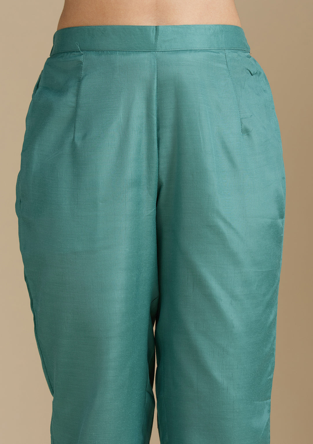Sea Green Organza Silver Zariwork Straight Kurta With Pant Regular And Dupatta
