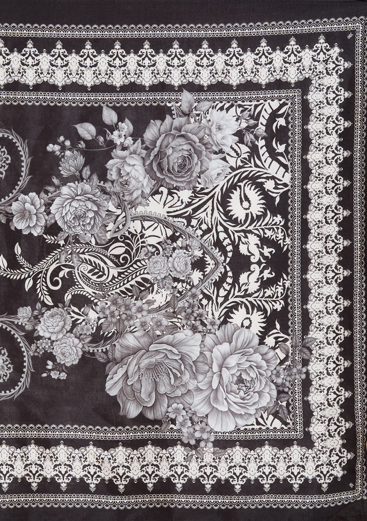 Black Printed Crepe Readymade Salwar Suit