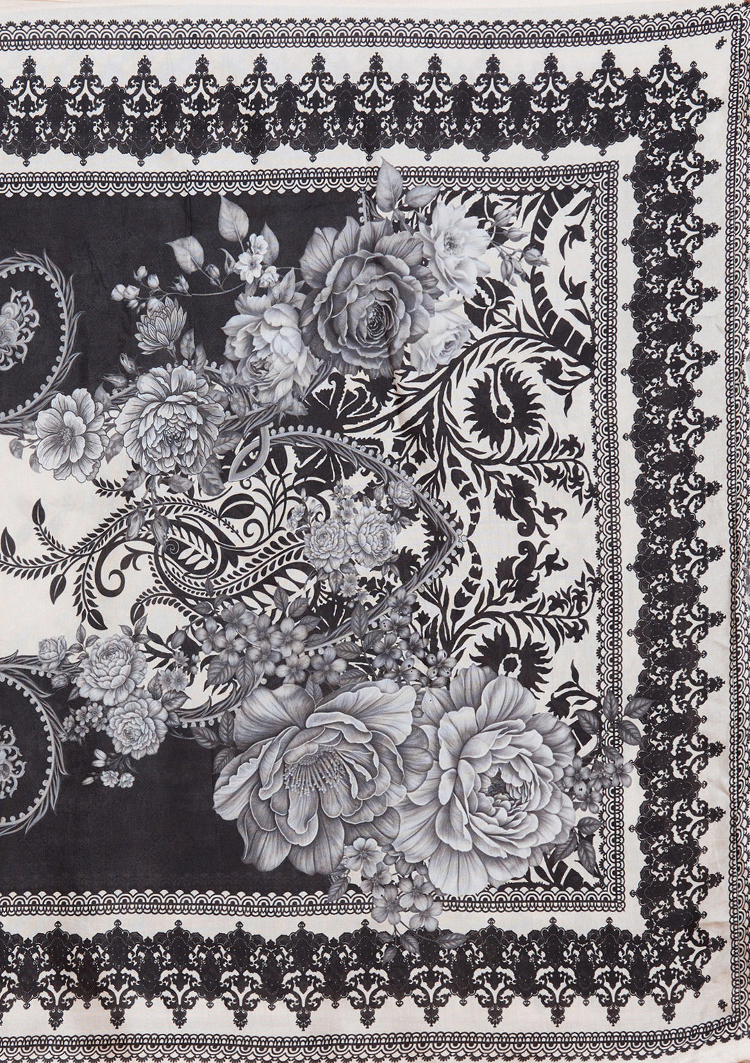 Off White Printed Crepe Readymade Salwar Suit