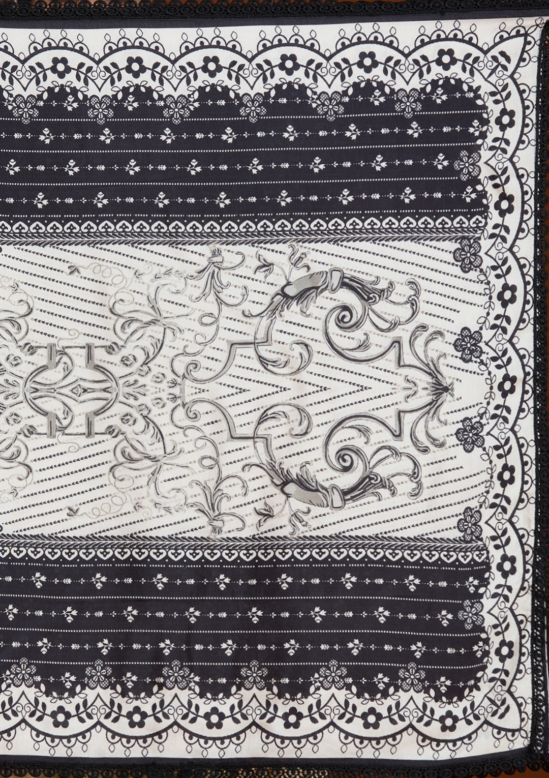 Off White Printed Crepe Readymade Salwar Suit