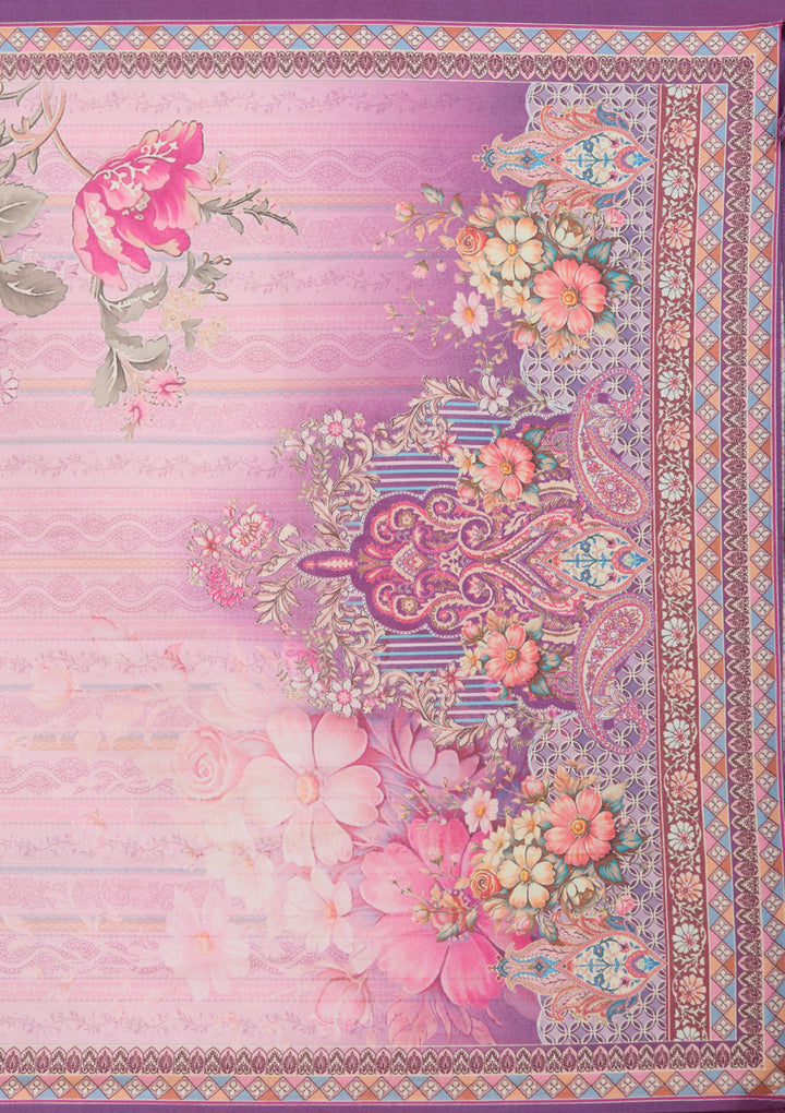 Lavender Printed Crepe Readymade Salwar Suit