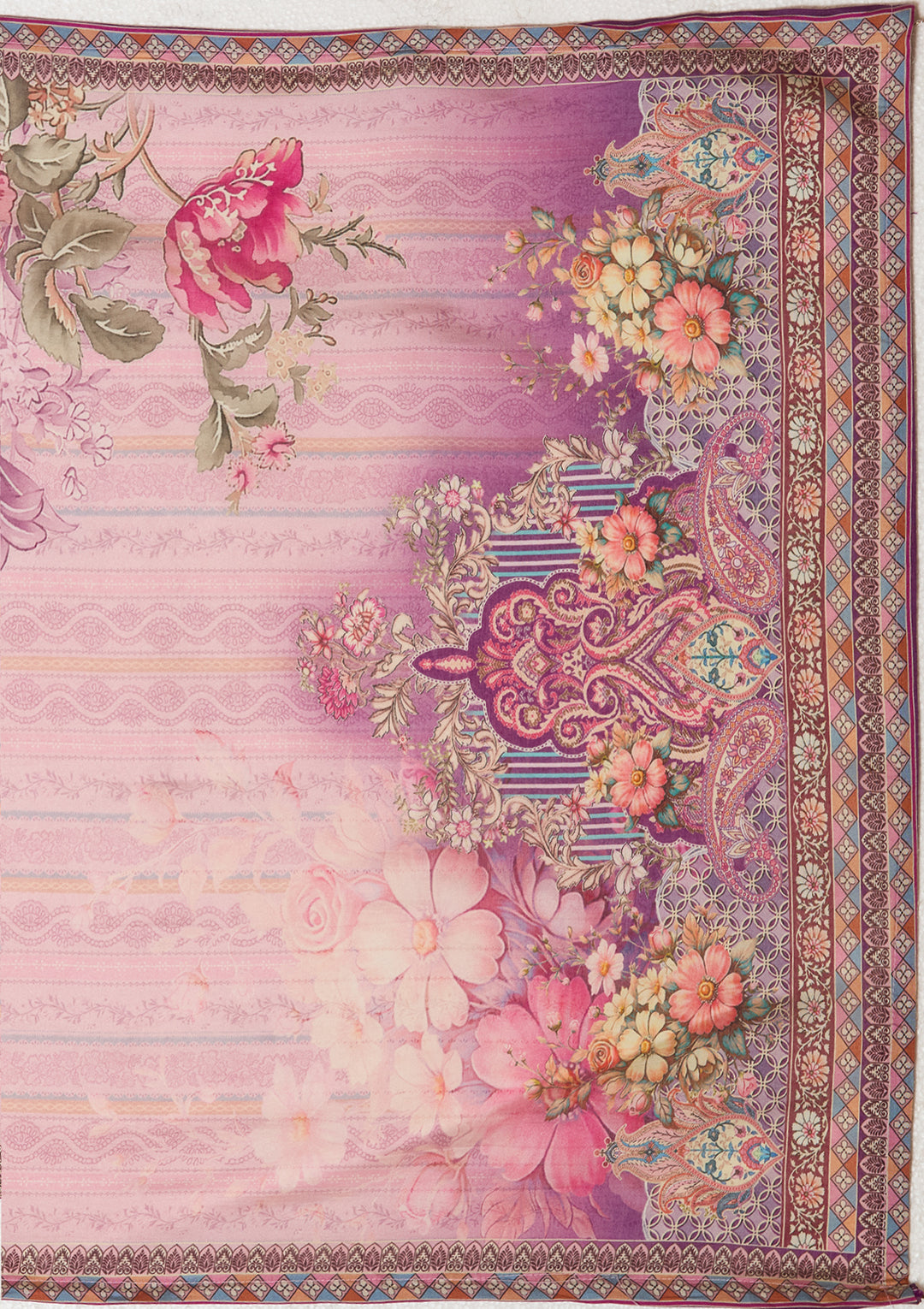 Lavender Multi Crepe Floral Printed Straight Kurta With Pant Regular And Dupatta