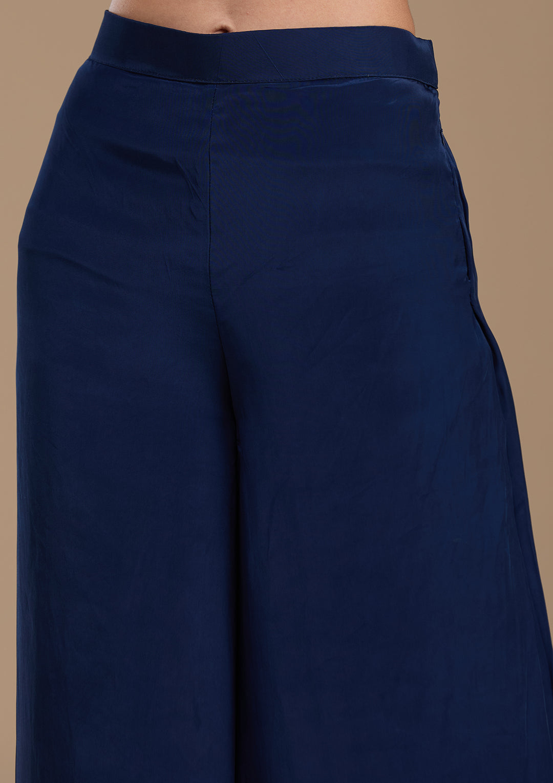 Navy Blue Threadwork Art Silk Readymade Salwar Suit