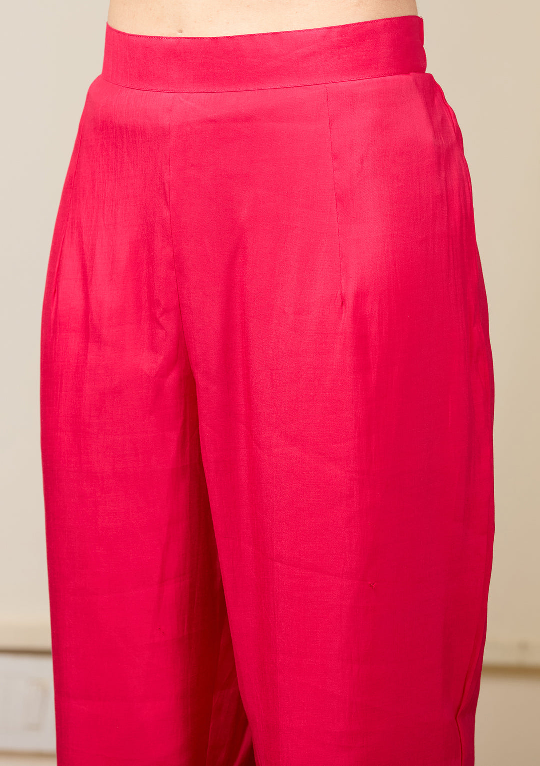 Rani Pink Chanderi Cutdana Straight Kurta With Regular Pant And Dupatta
