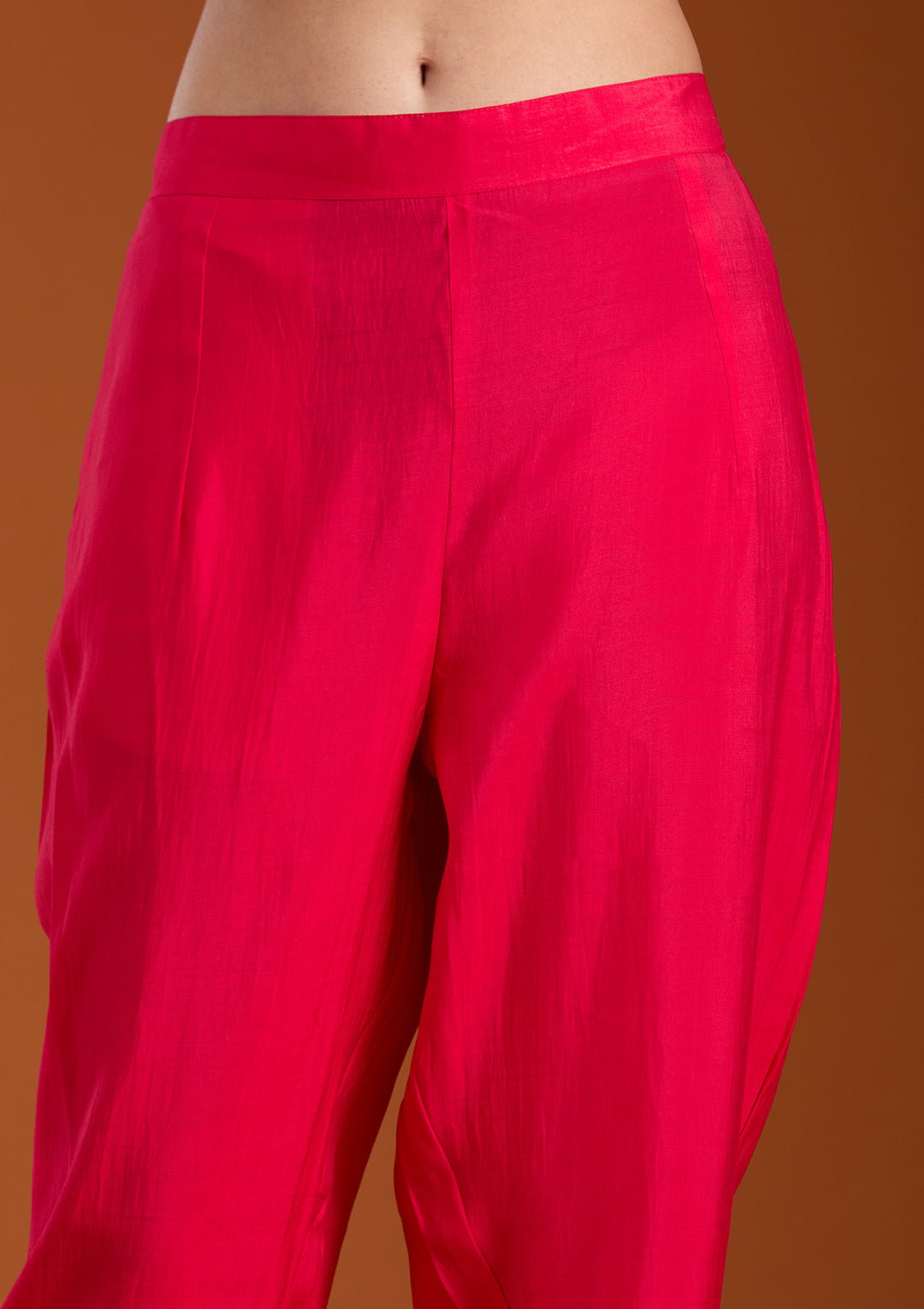 Rani Pink Cutdana Chanderi Readymade Salwar Suit