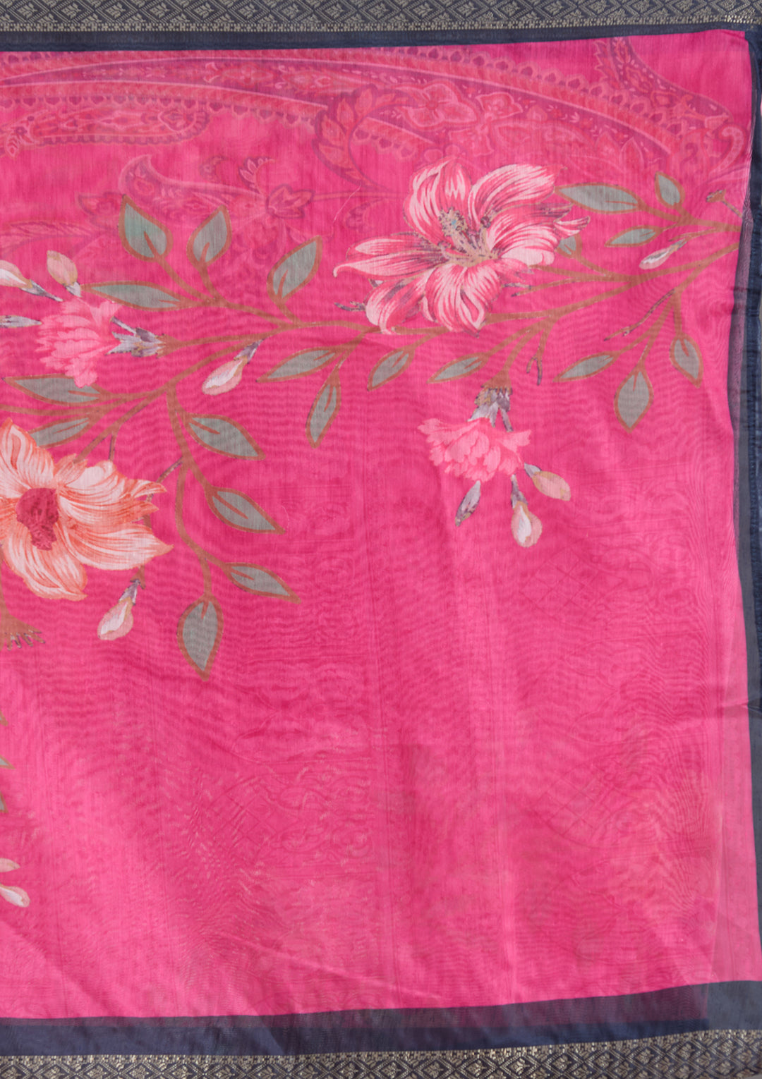 Navy Blue Threadwork Chanderi Readymade Salwar Suit