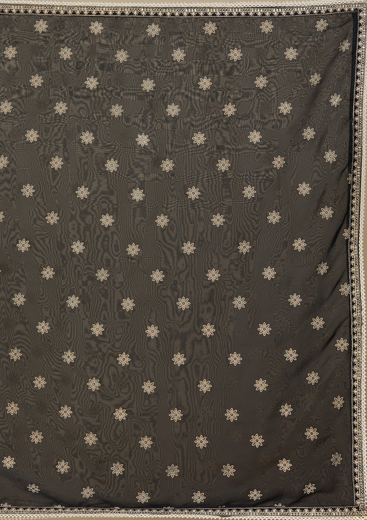 Black Zariwork (Gold) Organza Readymade Salwar Suit