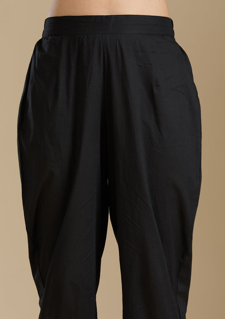 Black Zariwork (Gold) Organza Readymade Salwar Suit