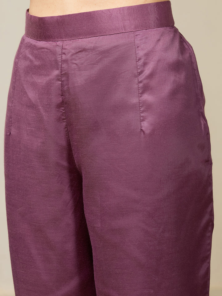 Mauve Zariwork (Gold) Organza Readymade Salwar Suit