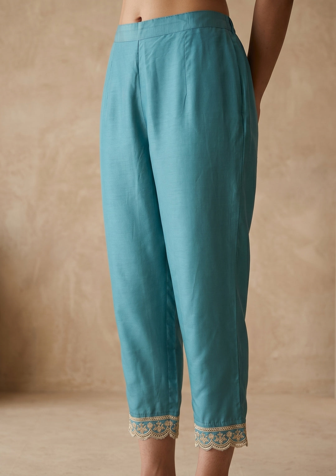 Sky Blue Threadwork Organza Readymade Salwar Suit