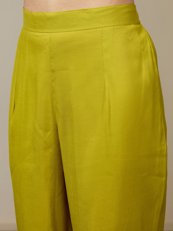 Parrot Green Cutdana Chanderi Readymade Salwar Suit