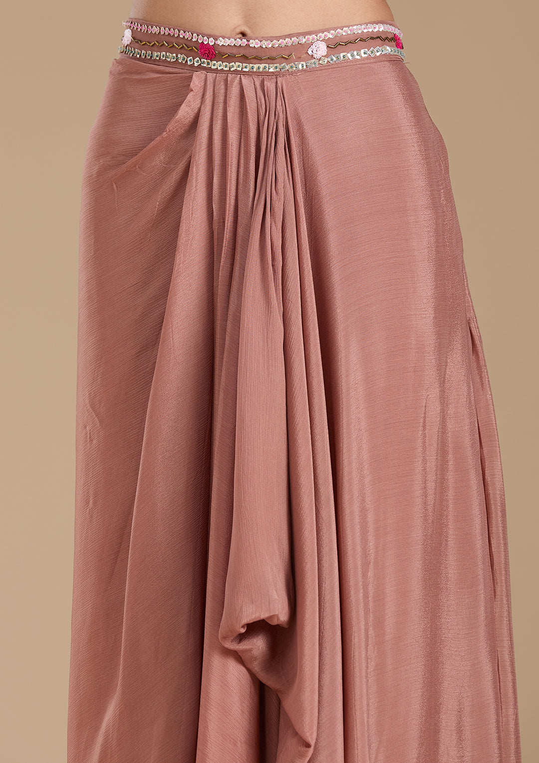 Brown Cutdana Georgette Readymade Salwar Suit