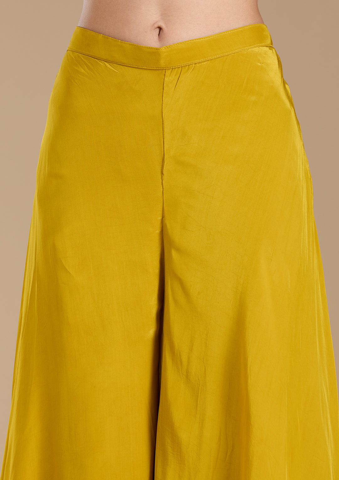 Mustard Yellow Threadwork Crepe Readymade Salwar Suit