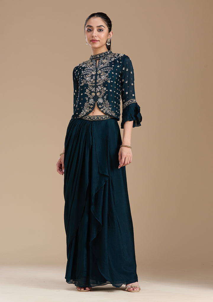 Navy Blue Cutdana Georgette Readymade Salwar Suit