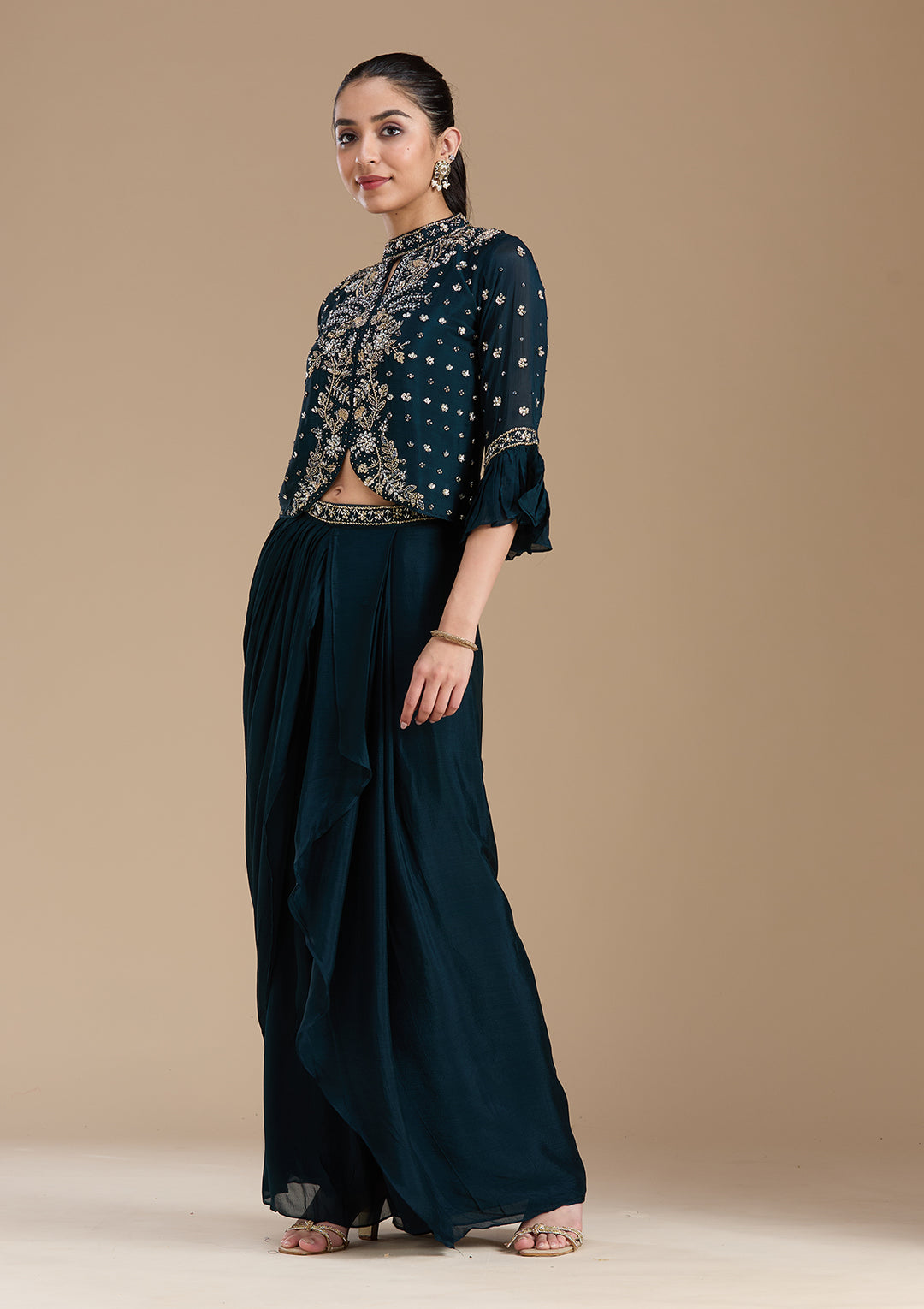 Navy Blue Cutdana Georgette Readymade Salwar Suit