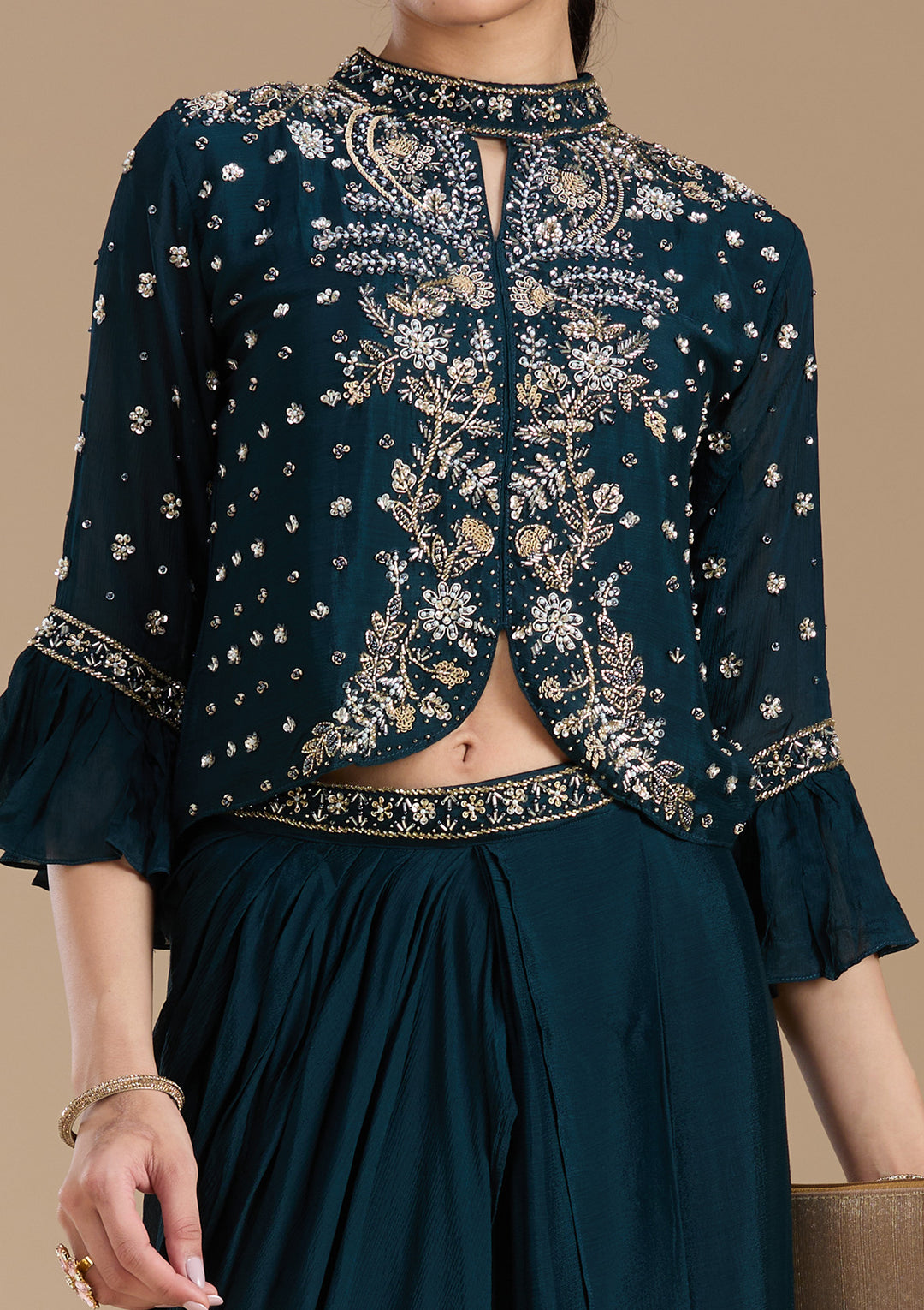 Navy Blue Cutdana Georgette Readymade Salwar Suit