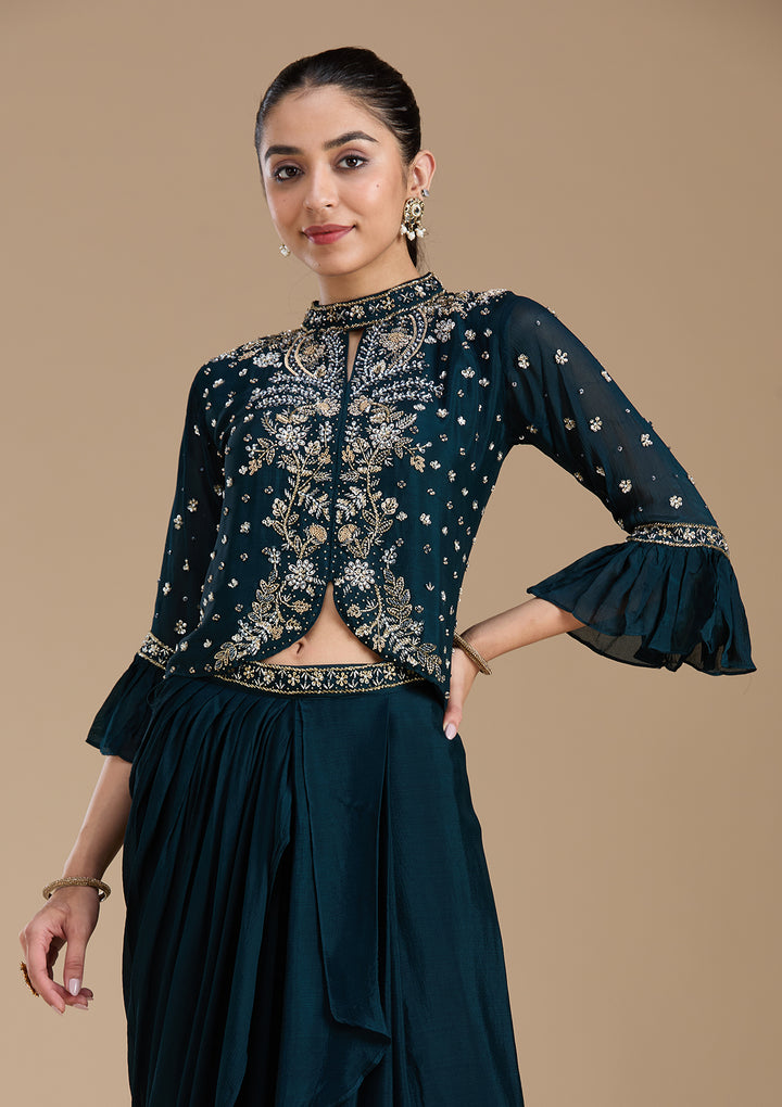 Navy Blue Cutdana Georgette Readymade Salwar Suit