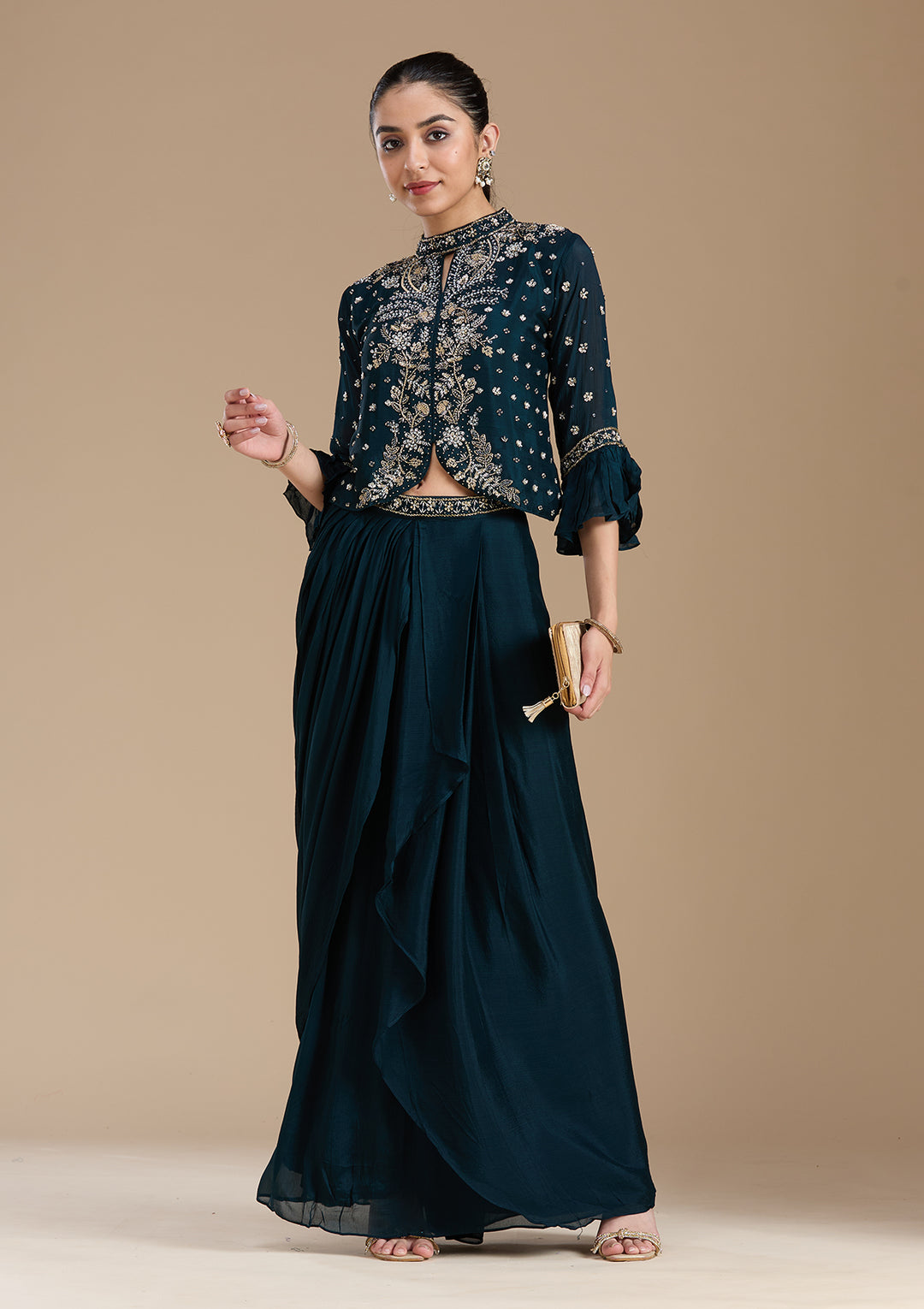 Navy Blue Cutdana Georgette Readymade Salwar Suit