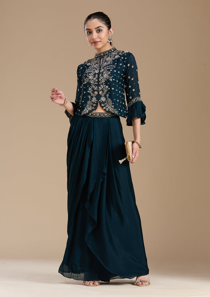 Navy Blue Cutdana Georgette Readymade Salwar Suit