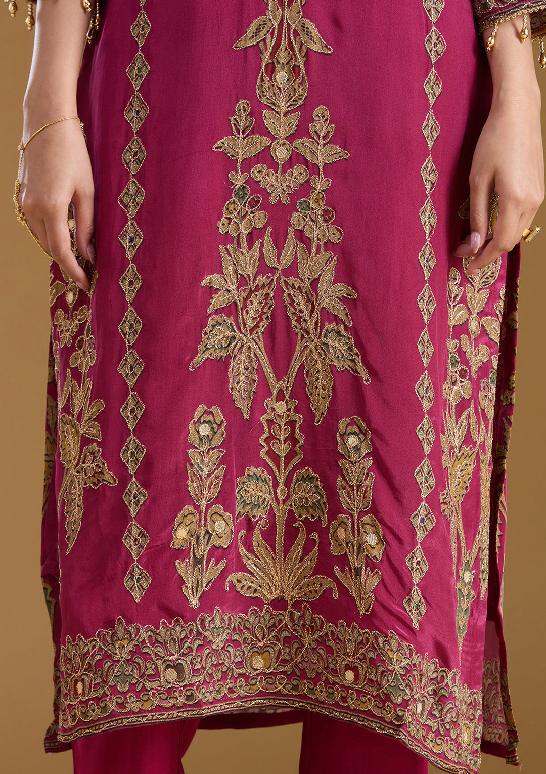 Wine Cording Satin Readymade Salwar Suit