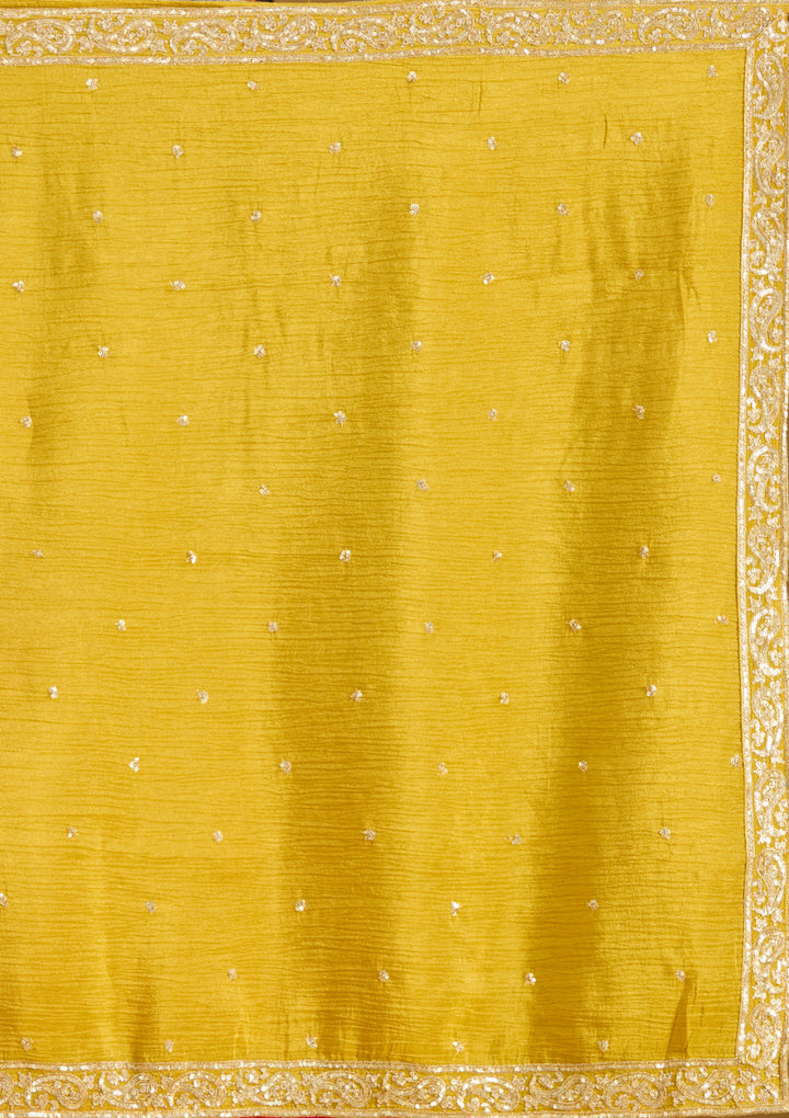 Mustard Cutdana Tissue Readymade Salwar Suit