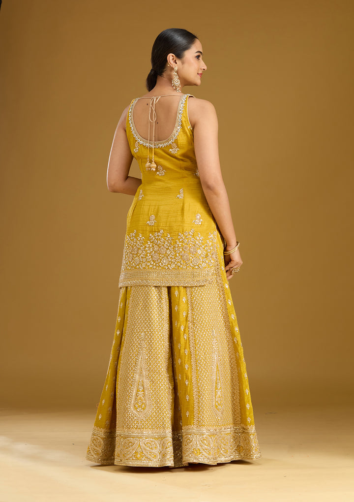 Mustard Cutdana Tissue Readymade Salwar Suit