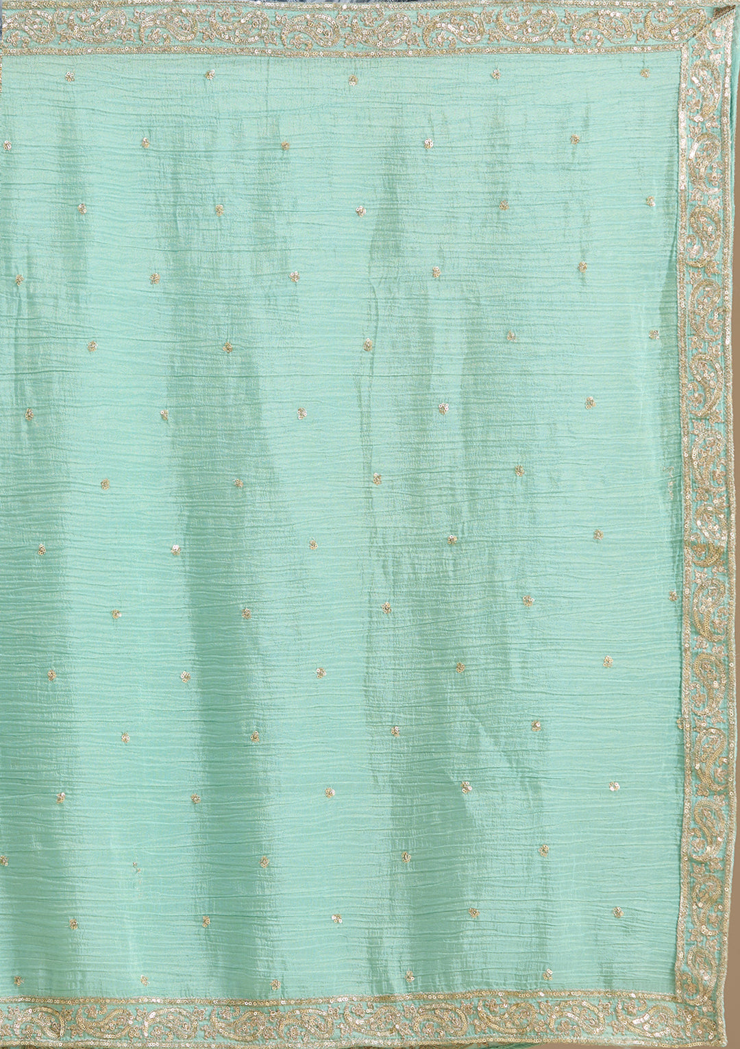 Sea Green Sequins Tissue Readymade Salwar Suit