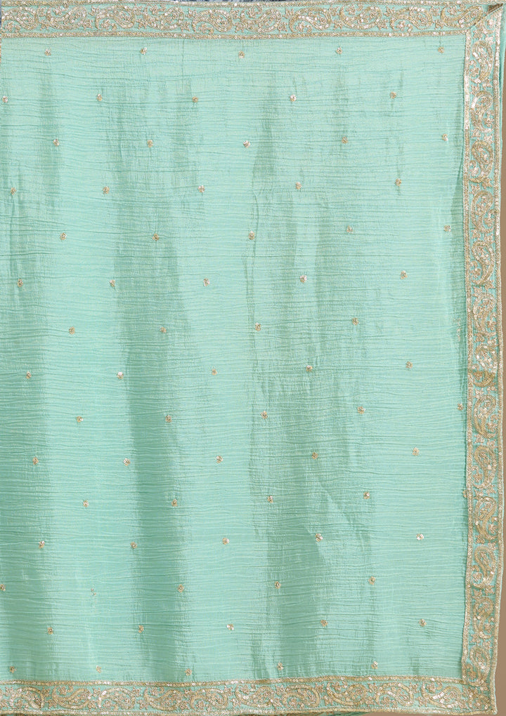 Sea Green Sequins Tissue Readymade Salwar Suit