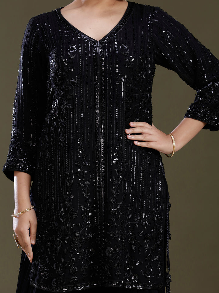 Black Zariwork Georgette Readymade Salwar Suit