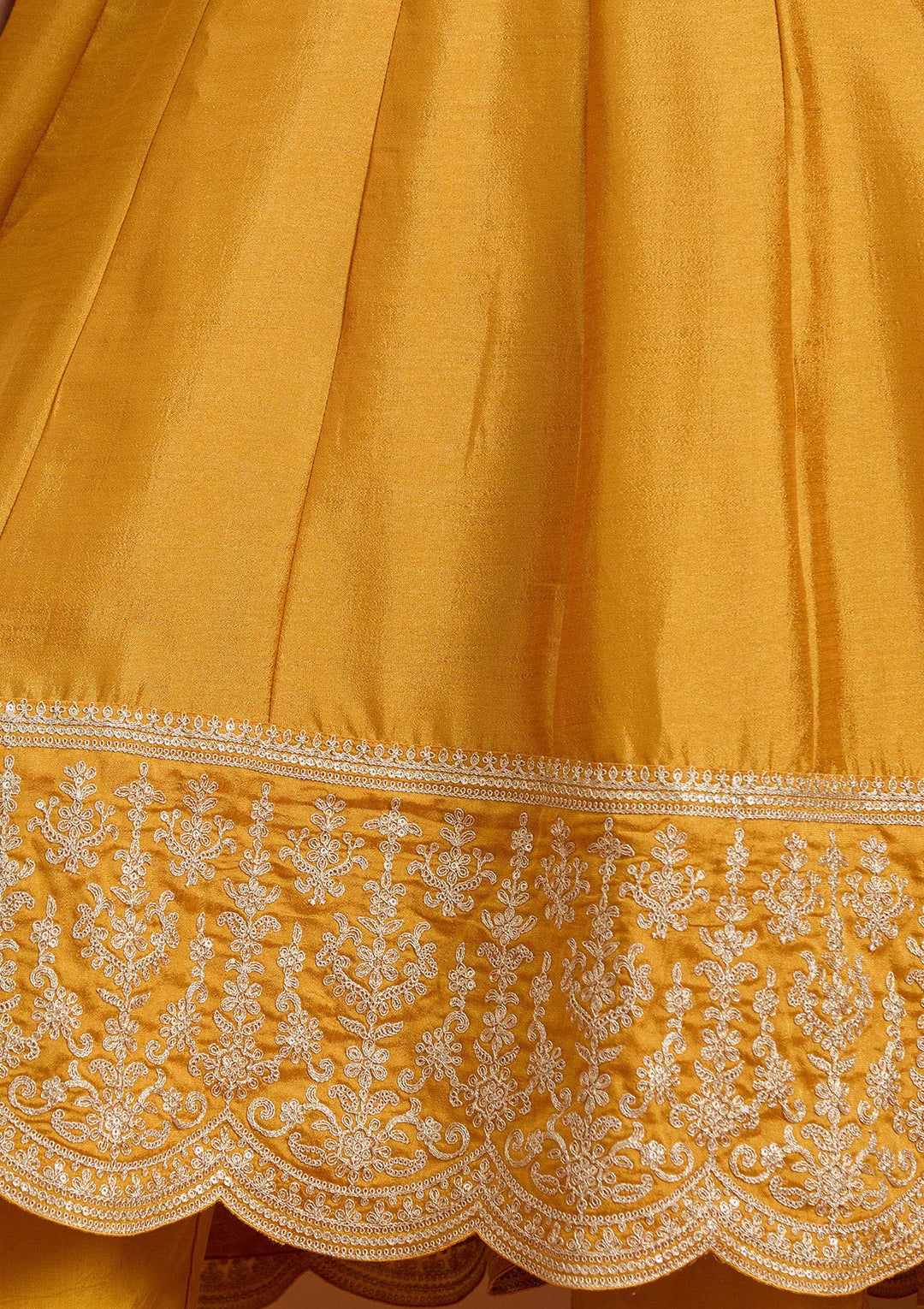 Mustard Yellow Soft Raw Silk Gold Zariwork Anarkali Kurta With Pant Regular And Dupatta