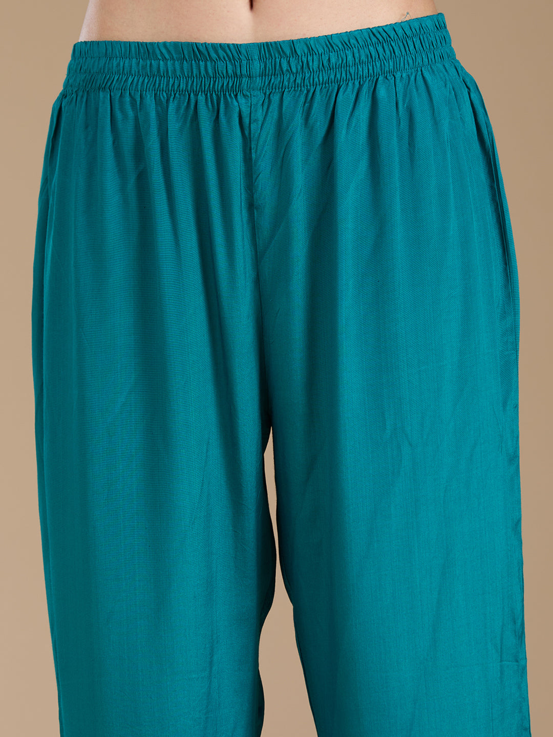 Turquoise Blue Zariwork Soft Raw Silk Readymade Salwar Suit