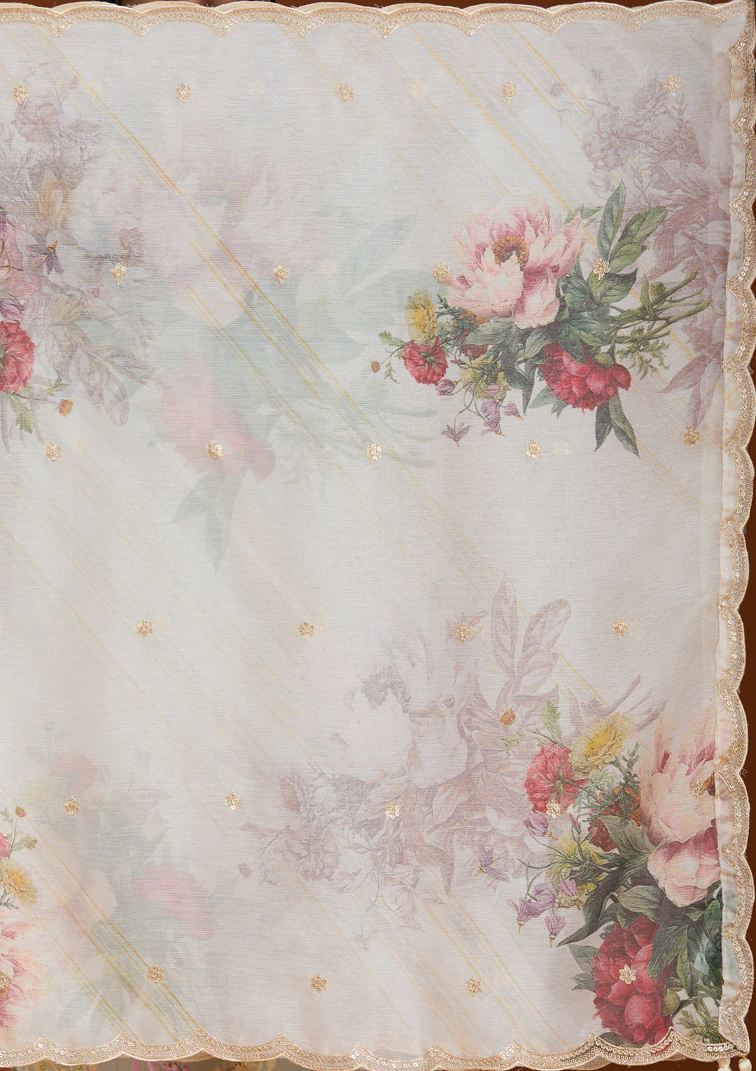 Cream Cording Soft Raw Silk Readymade Salwar Suit