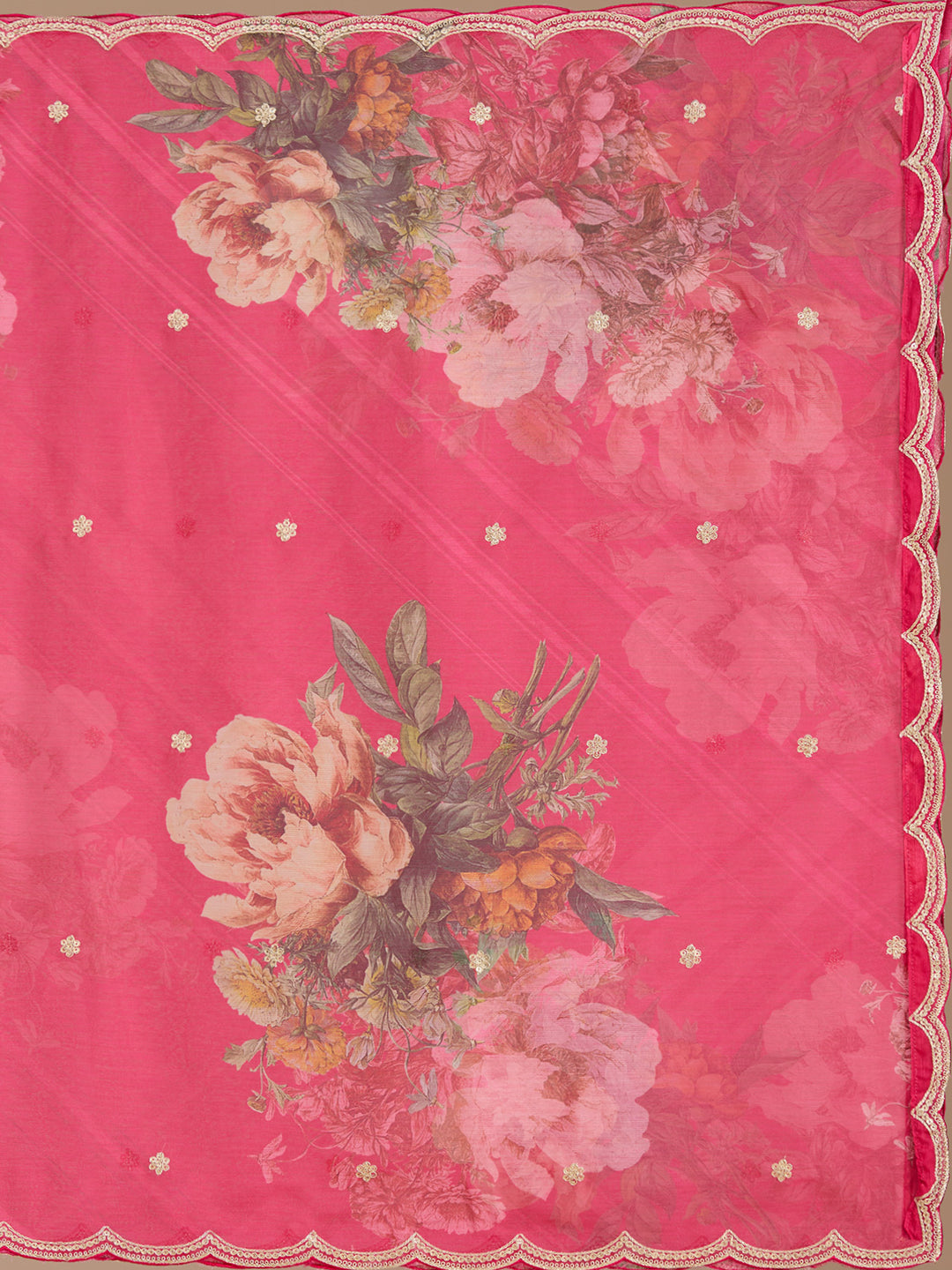 Rani Pink Threadwork Soft Raw Silk Readymade Salwar Suit