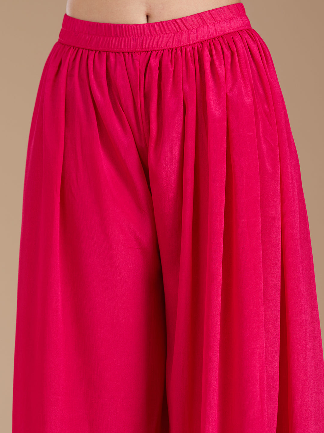 Rani Pink Threadwork Soft Raw Silk Readymade Salwar Suit