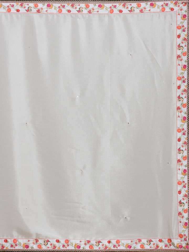 Cream Printed Chinon Readymade Salwar Suit