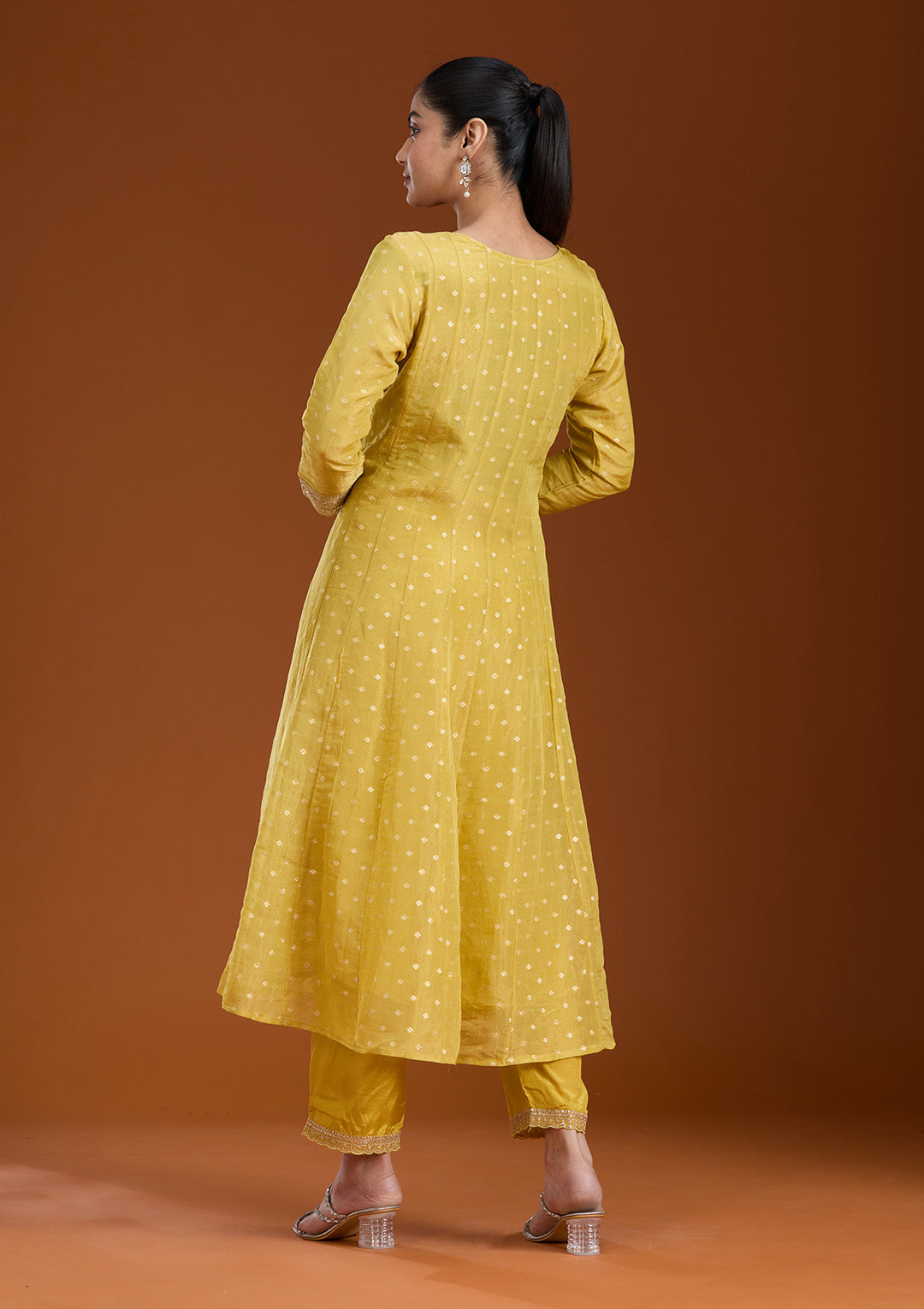 Mehendi Green Raw Silk Gold Zariwork Anarkali Kurta With Pant Regular And Dupatta