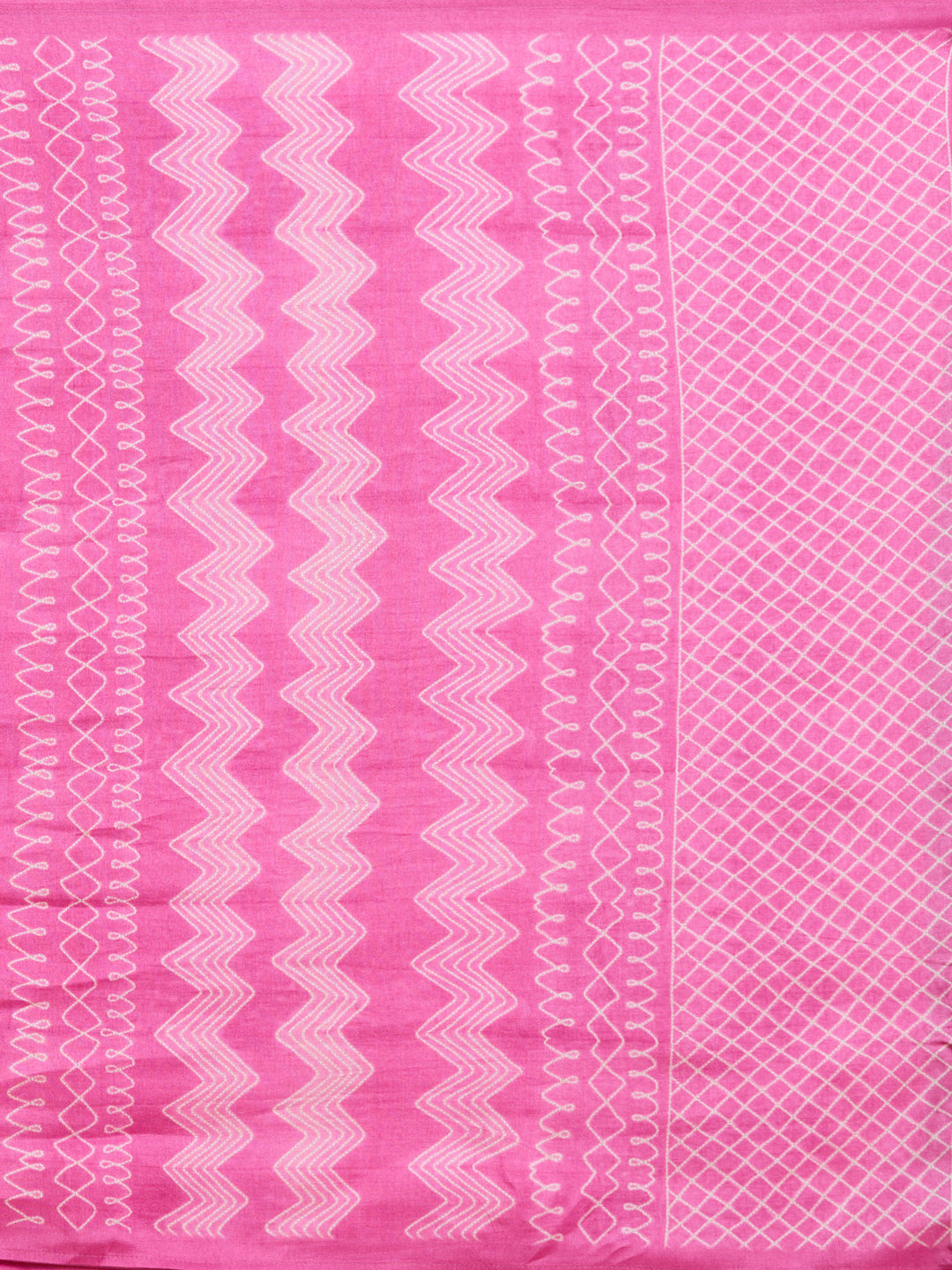 Cream Rani Pink Chanderi Threadwork Straight Kurta With Pant Regular And Dupatta