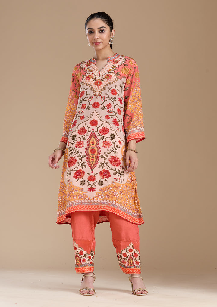 Peach  Crepe Readymade Salwar Suit