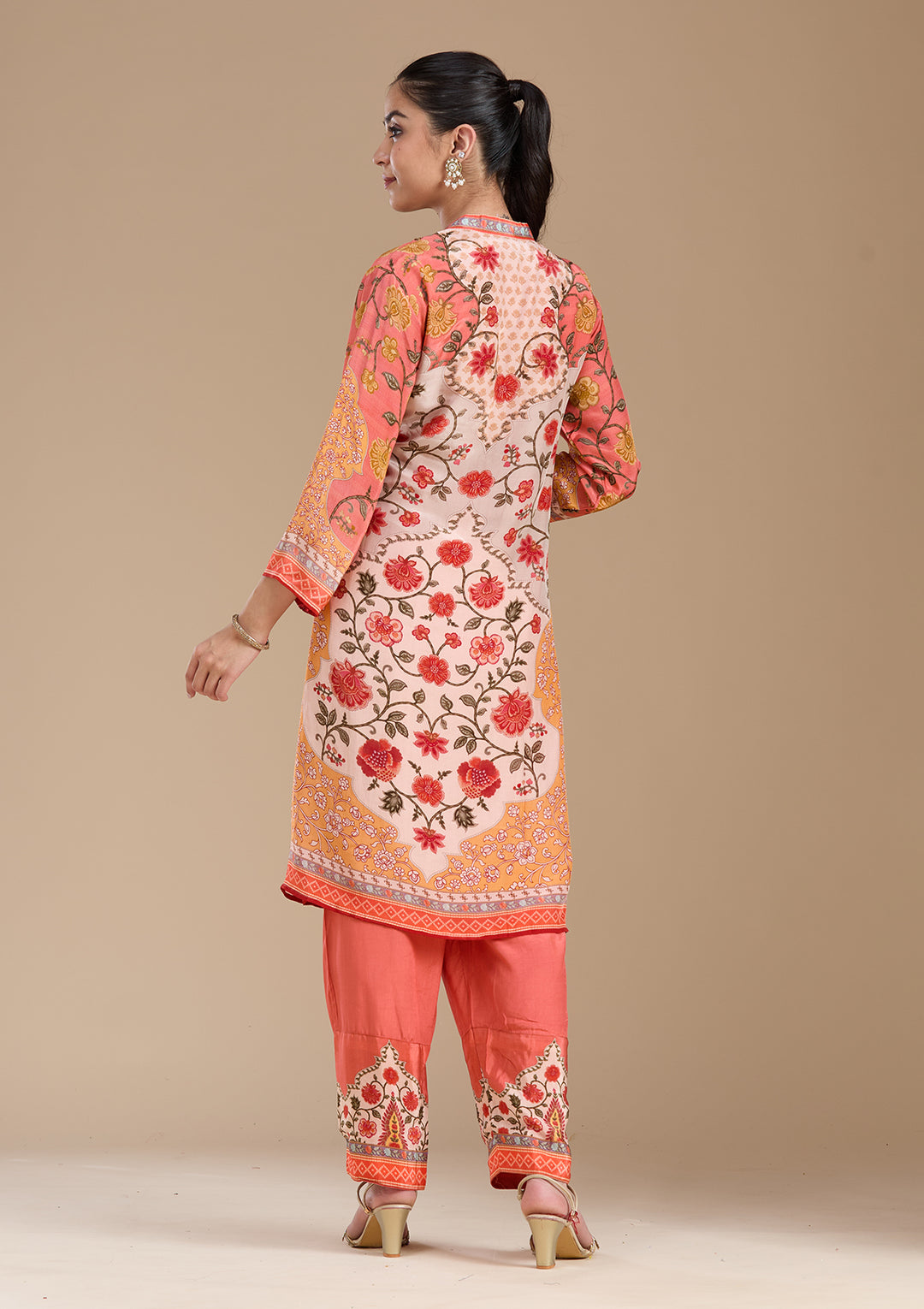 Peach  Crepe Readymade Salwar Suit