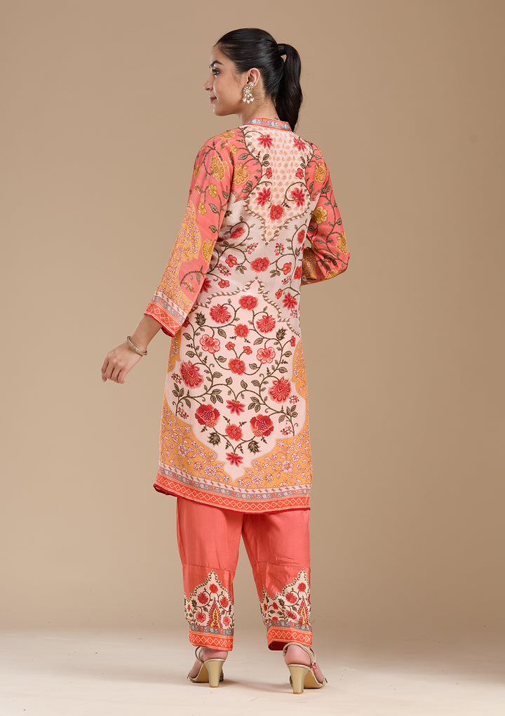 Peach  Crepe Readymade Salwar Suit